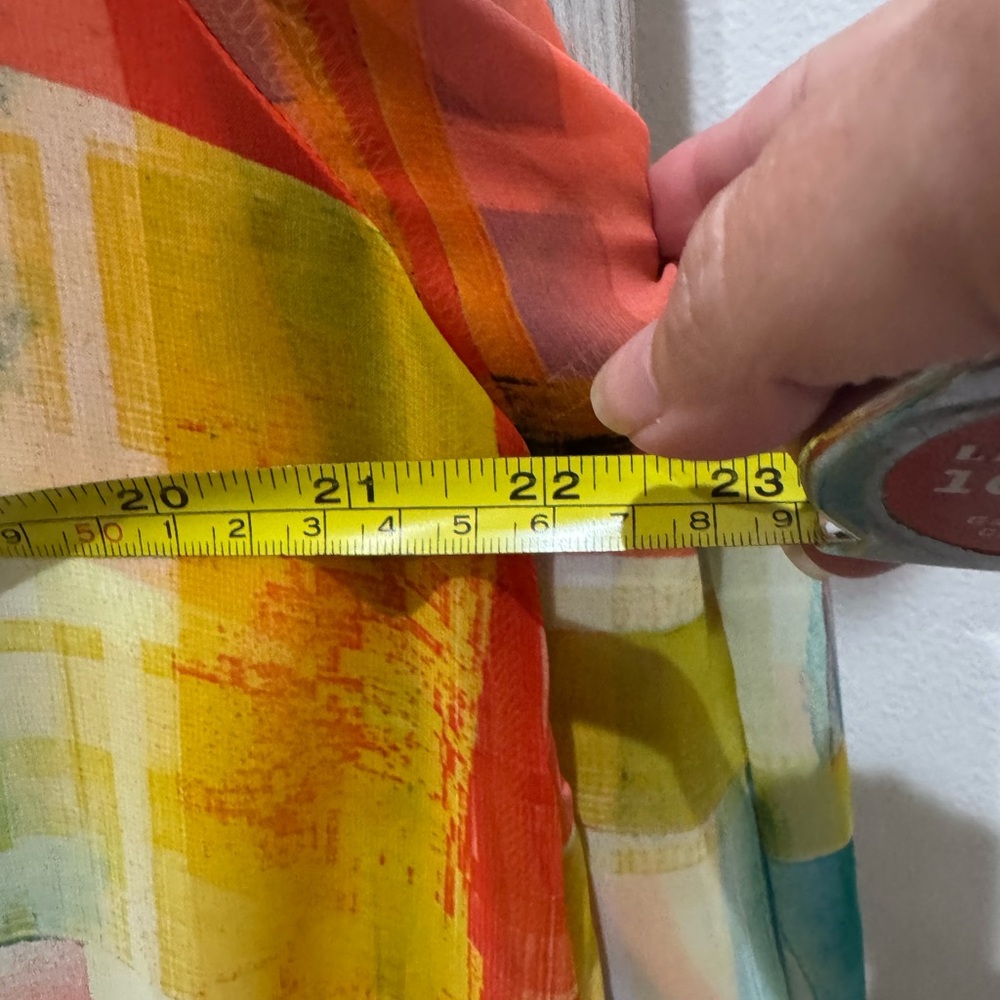 Lightweight Abstract Print Long Kimono Robe - Yellow Multi - Picture 7 of 7